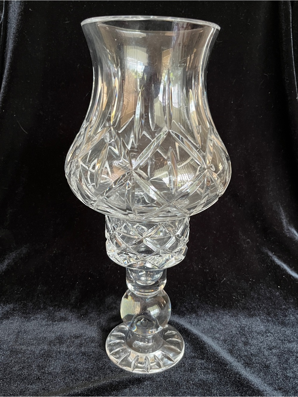 Block 12” Crystal Olympic Two-piece HURRICANE LAMP Candle/Votive Holder -Vintage
